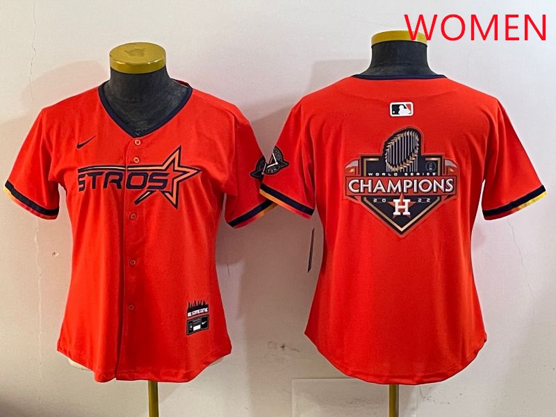 Women Houston Astros Blank Orange Three generations Joint Name 2025 Nike MLB Jersey style 21->women mlb jersey->Women Jersey